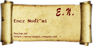 Encz Noémi névjegykártya